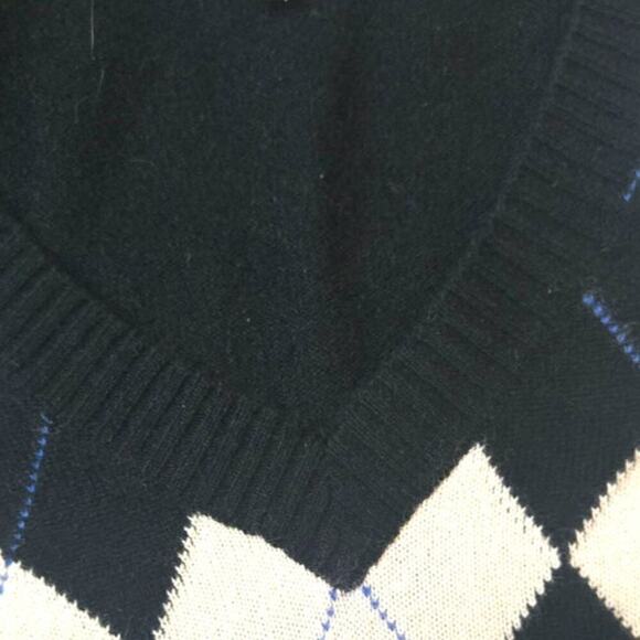 Peter Millar 100% Pure Cashmere Black/White Argyle Long Sleeve Men's Sweater - Picture 5 of 6